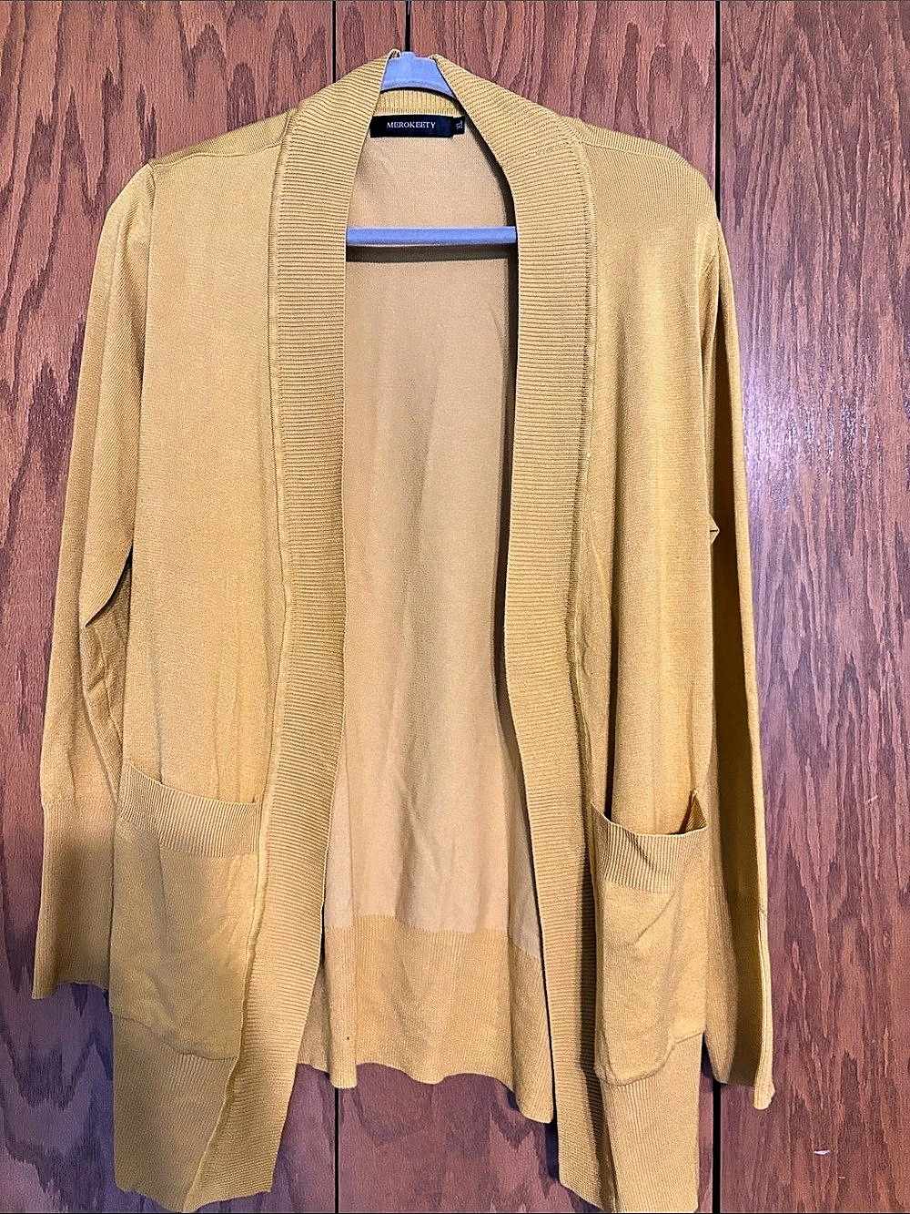 Merokeety Open Front Cardigan in Mustard Yellow Size XL Like New